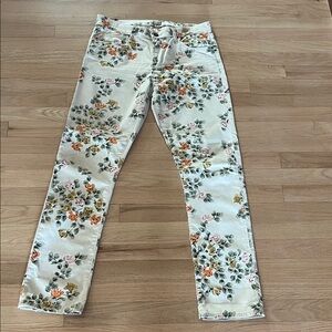 Citizens Of Humanity Floral Straight Leg Jeans - Cream and Green
